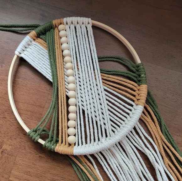 Beaded Macrame Boho Fringe Tassel Wall Art Hanging Decor - Picture 12 of 13